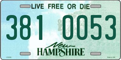 NH license plate 3810053