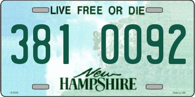 NH license plate 3810092
