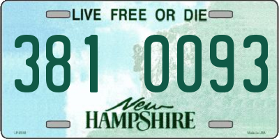 NH license plate 3810093