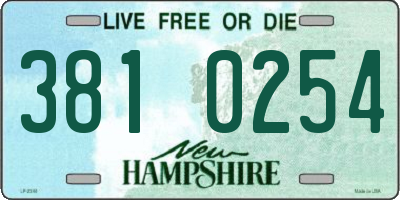 NH license plate 3810254