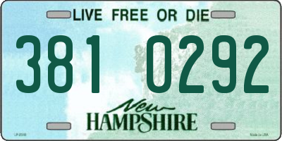 NH license plate 3810292