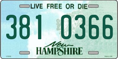 NH license plate 3810366