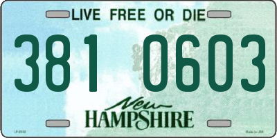 NH license plate 3810603