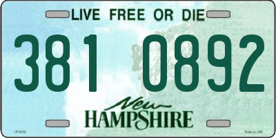NH license plate 3810892