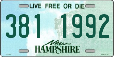 NH license plate 3811992