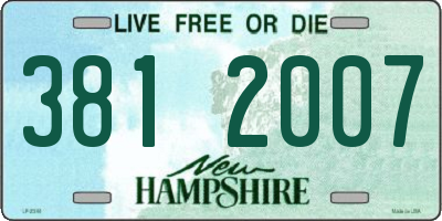 NH license plate 3812007