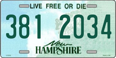 NH license plate 3812034