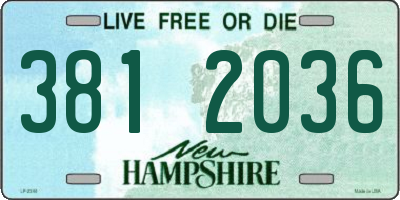 NH license plate 3812036