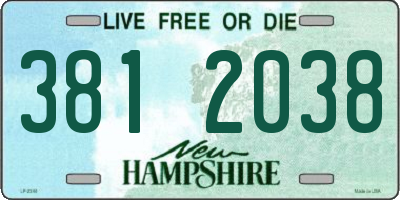 NH license plate 3812038