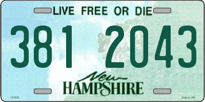NH license plate 3812043