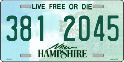NH license plate 3812045