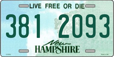 NH license plate 3812093