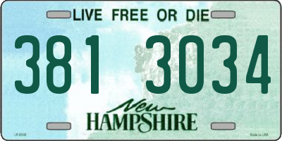 NH license plate 3813034