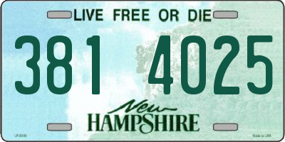 NH license plate 3814025
