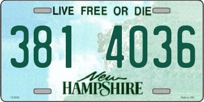 NH license plate 3814036