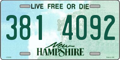 NH license plate 3814092