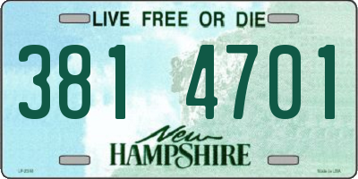 NH license plate 3814701