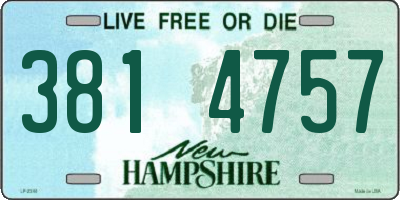 NH license plate 3814757