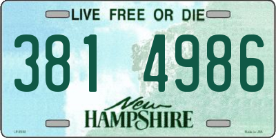 NH license plate 3814986