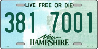 NH license plate 3817001