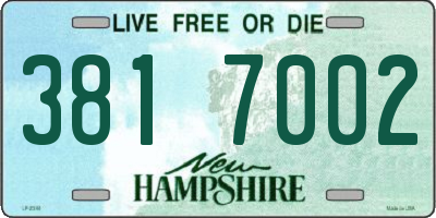 NH license plate 3817002
