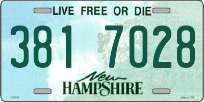 NH license plate 3817028