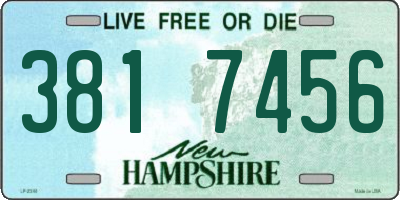 NH license plate 3817456