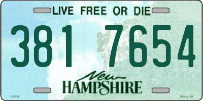 NH license plate 3817654