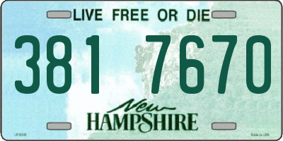 NH license plate 3817670