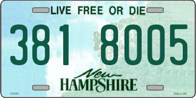 NH license plate 3818005