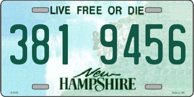 NH license plate 3819456