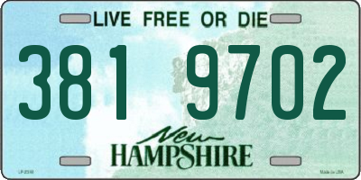 NH license plate 3819702