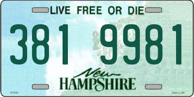 NH license plate 3819981
