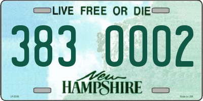 NH license plate 3830002