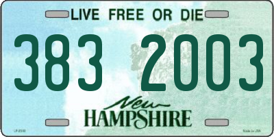 NH license plate 3832003