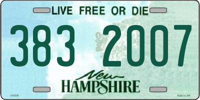 NH license plate 3832007