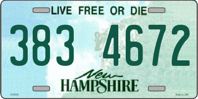 NH license plate 3834672