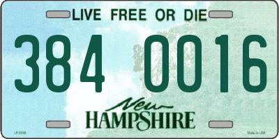 NH license plate 3840016