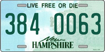 NH license plate 3840063