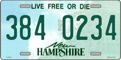 NH license plate 3840234