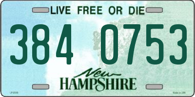 NH license plate 3840753