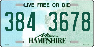 NH license plate 3843678