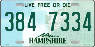 NH license plate 3847334