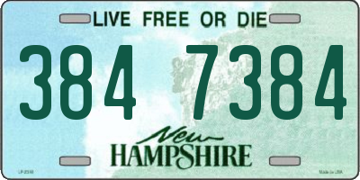 NH license plate 3847384