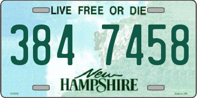 NH license plate 3847458