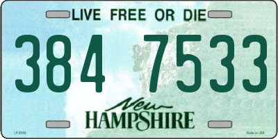 NH license plate 3847533