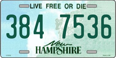 NH license plate 3847536