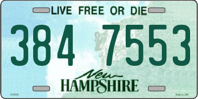 NH license plate 3847553