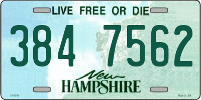 NH license plate 3847562