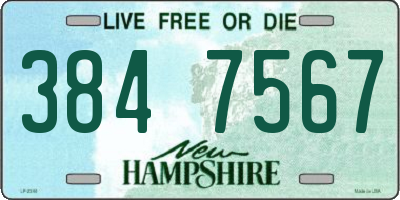 NH license plate 3847567